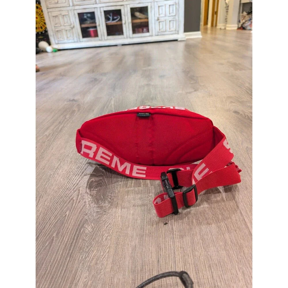 Supreme SS18 Waist Bag Red Cordura Repeat Logo Fanny Pack Bum Bag Authentic